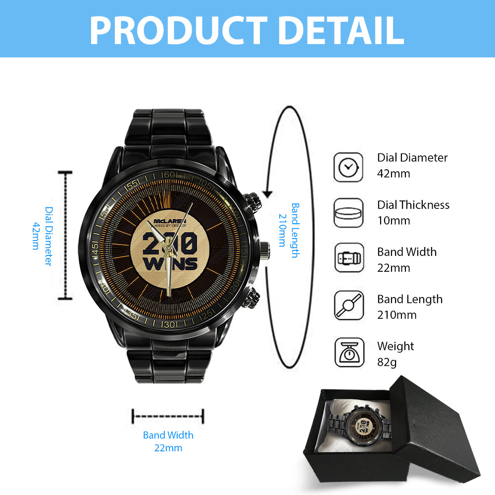 McLaren Formula 1 Team 200 WINS Black Stainless Steel Watch - TANTN17393