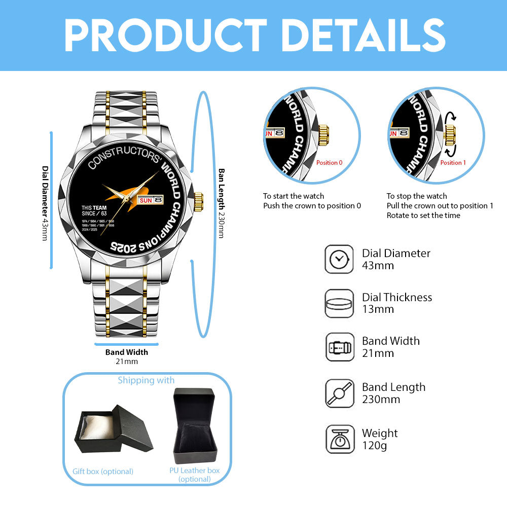 McLaren Formula 1 Team 2025 Constructors' 10 Times Alloy Luxury Quartz Watch - TANTN17265