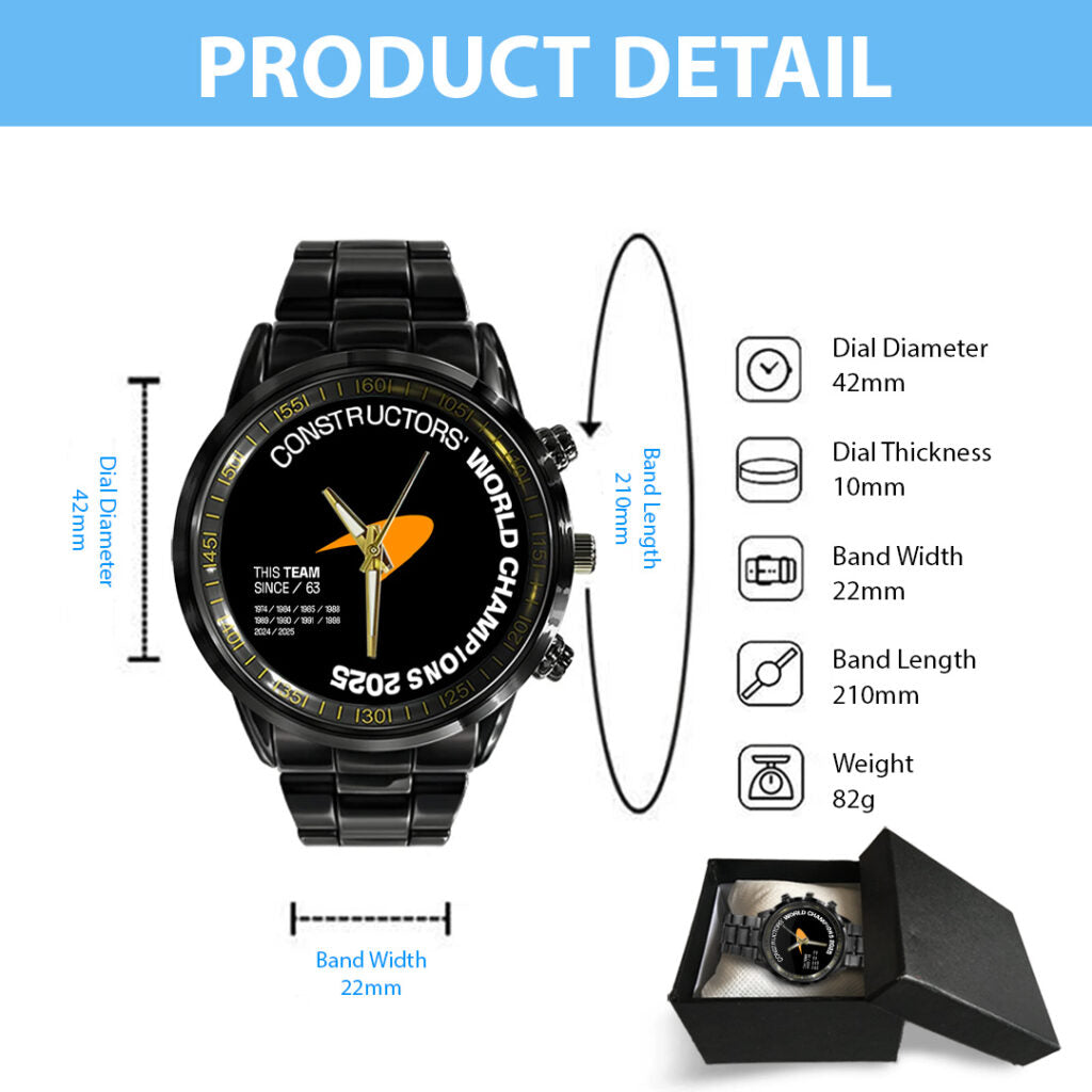 McLaren Formula 1 Team 2025 Constructors' 10 Times Black Stainless Steel Watch - TANTN17266