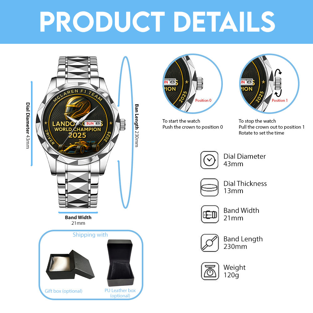 McLaren x Lando Norris World Champions 2025 Alloy Luxury Quartz Watch - TANTN19229