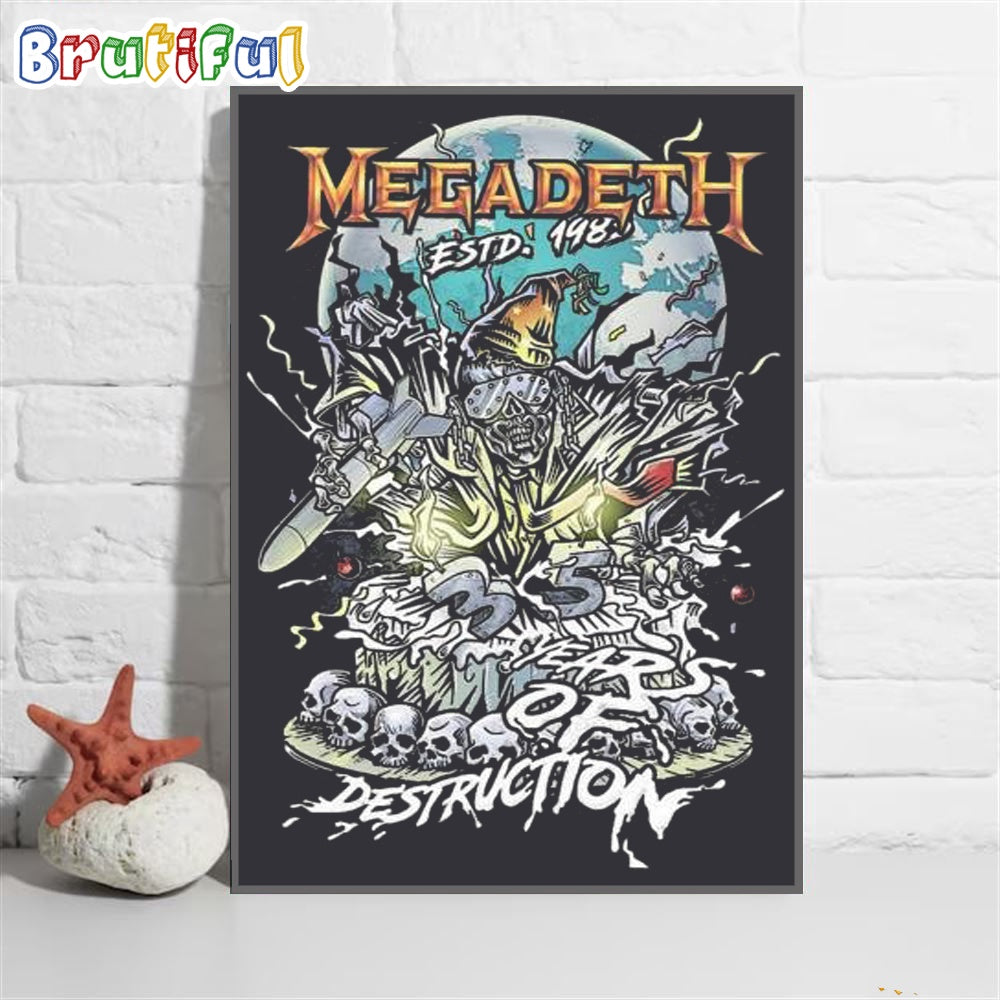 Megadeth Estd 1983 Years Of Destruction Version Skeleton Wall Art Poster Canvas