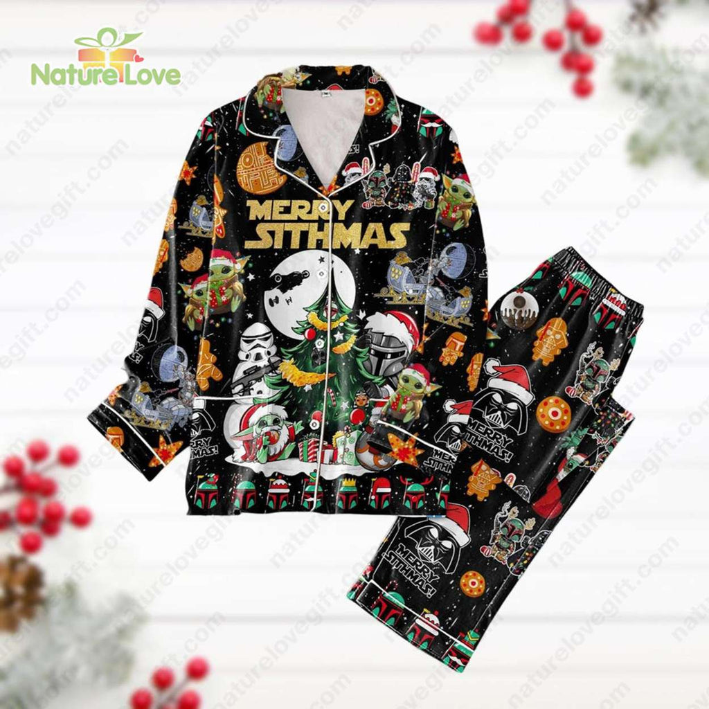 Merry Sithmas Santa Darth Vader Star Wars Baby Yoda​ Pajamas Set