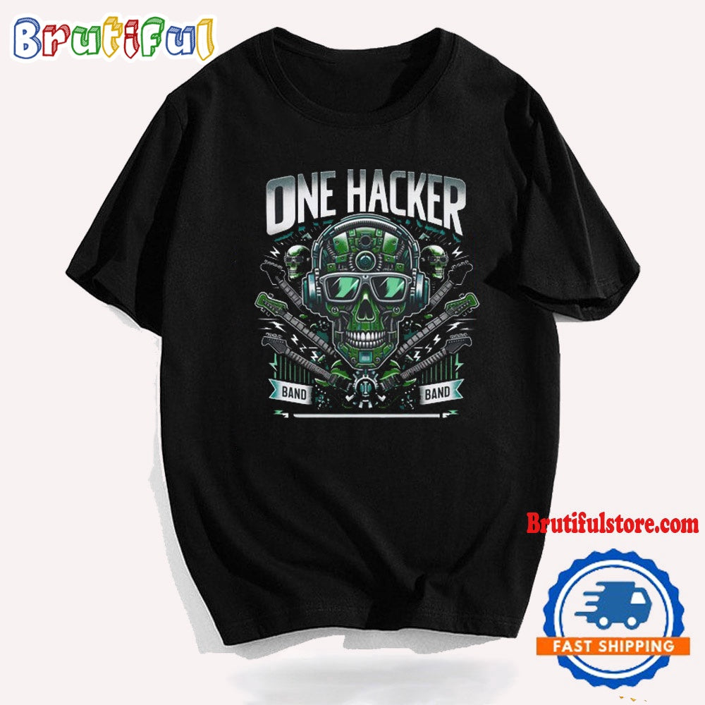 Metal One Hacker Band Logo Design T Shirt