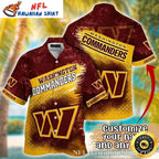 Metal Pattern Washington Commanders Gold Rush Tropical Hawaiian Shirt