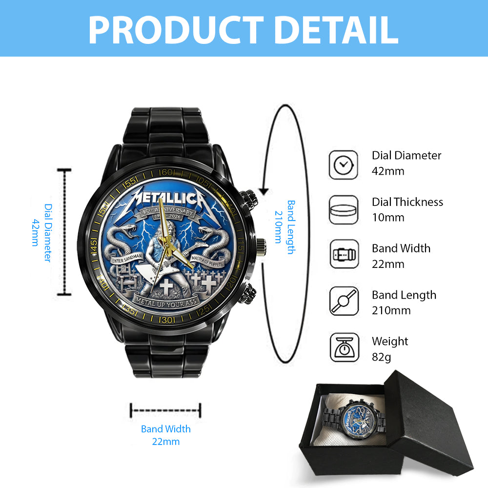 Metallica 45th Anniverssary Black Stainless Steel Watch - MAITM14685