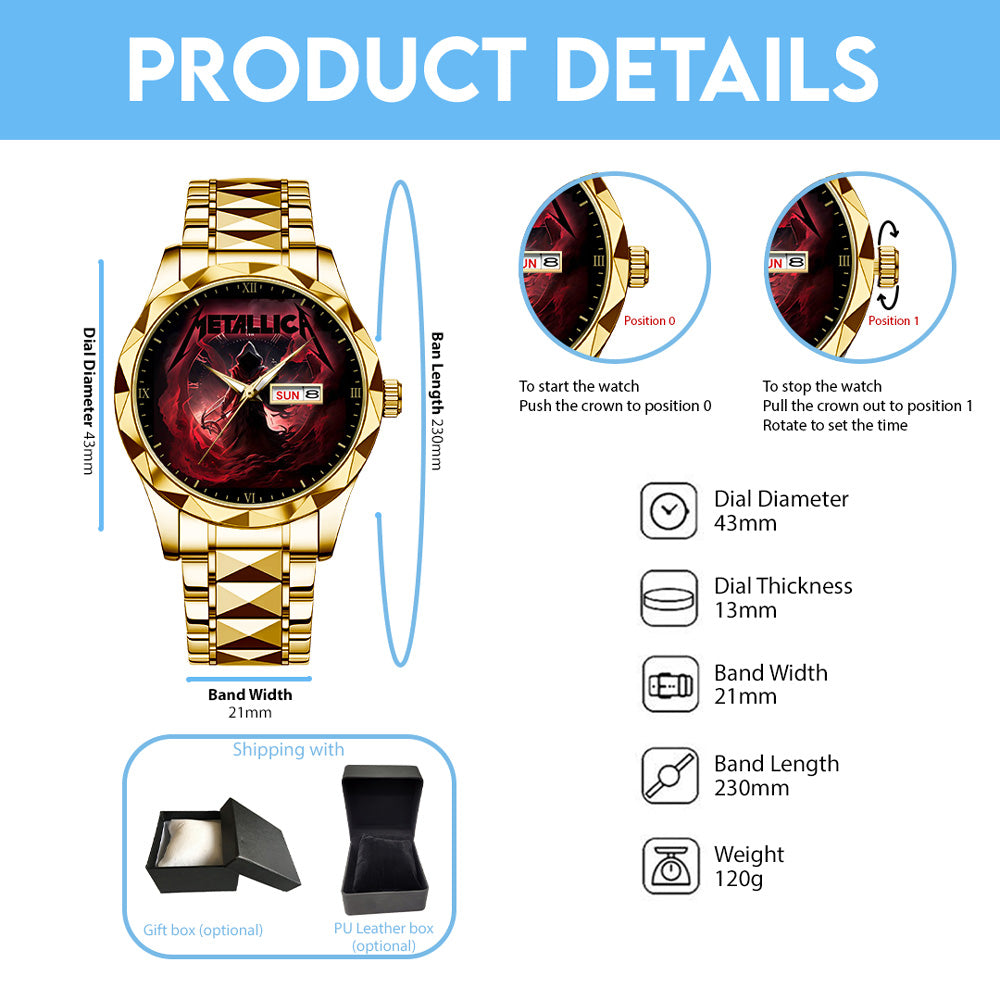 Metallica Alloy Luxury Quartz Watch - GNE 4008