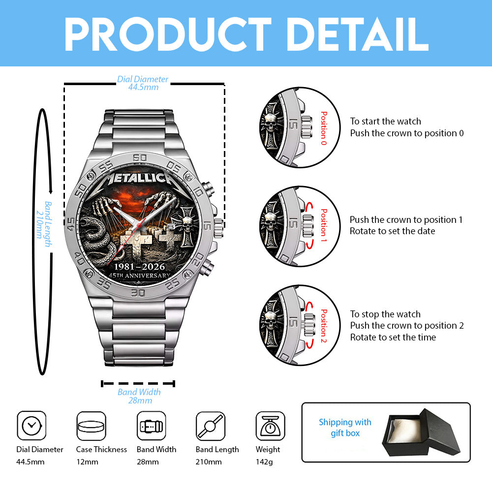 Metallica 45th Anniversary 2026 Gentleman Stainless Steel Watch - TANTN19830