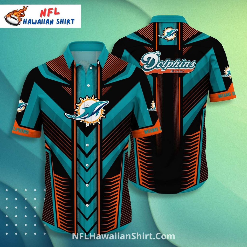 Miami Dolphins Aloha Shirt – Bold Chevron And Stripes Pattern