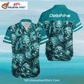 Miami Dolphins Aloha Shirt, Dark Skull Pattern Team Design