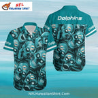 Miami Dolphins Aloha Shirt, Dark Skull Pattern Team Design