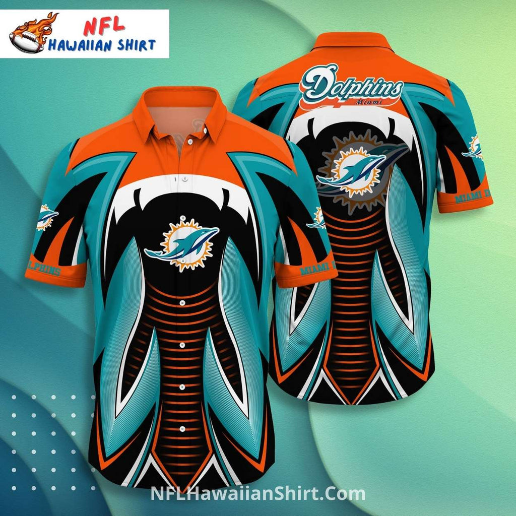 Miami Dolphins Aloha Shirt – Eye-catching Abstract Dolphins And Lines