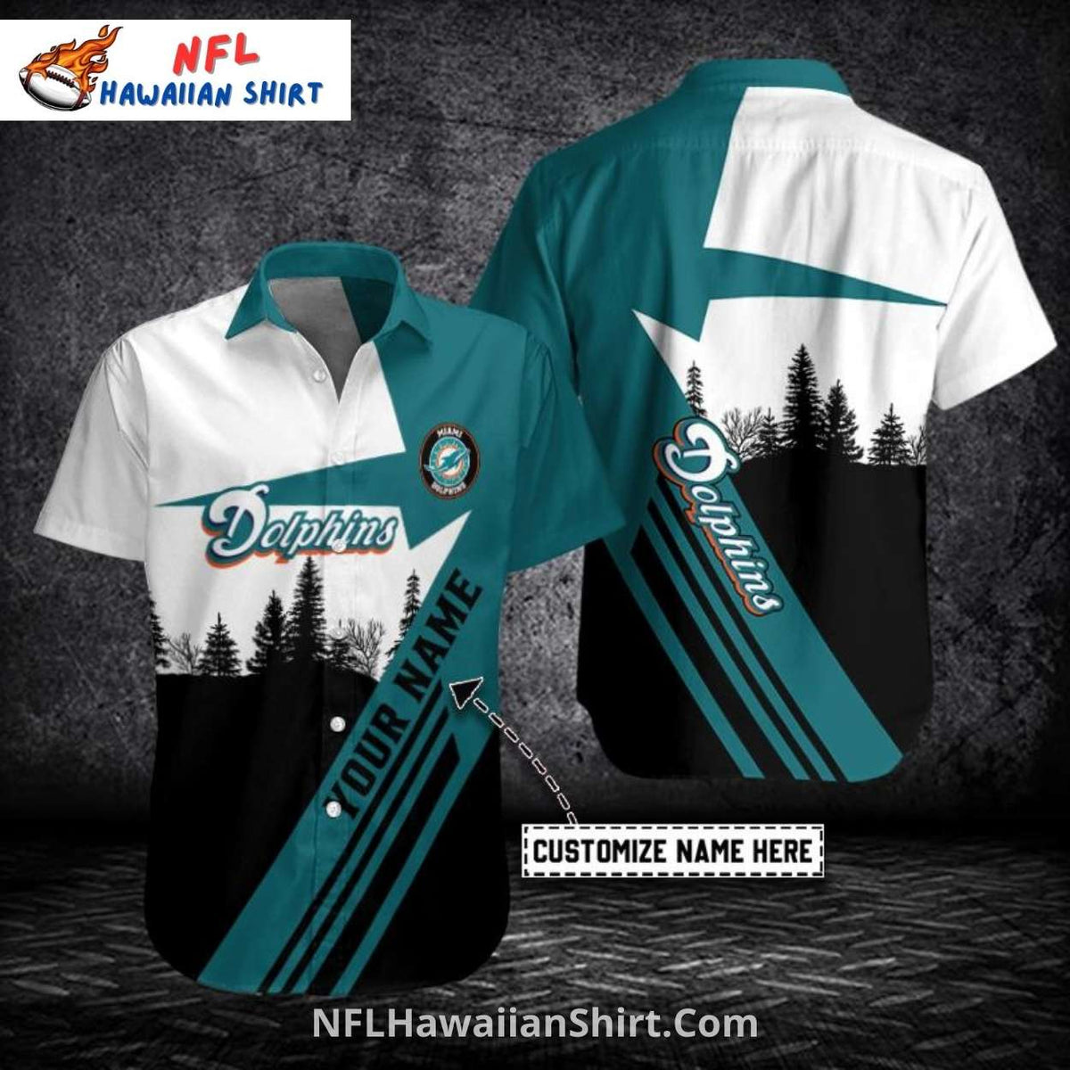 Miami Dolphins Aloha Shirt Forest Silhouette Custom Design