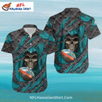Miami Dolphins Aloha Shirt Grim Reaper Football Theme