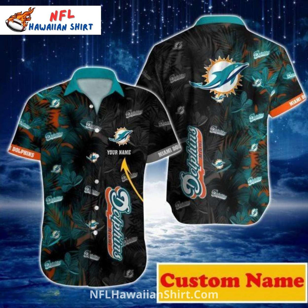 Miami Dolphins Aloha Shirt Midnight Tropical Palm Print