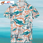 Miami Dolphins Aloha Shirt Ocean Wave Coral Print