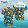 Miami Dolphins Aloha Shirt, Orange Hibiscus And Palm Style