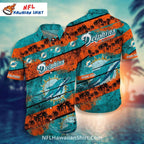 Miami Dolphins Aloha Shirt, Palm Trees And Grunge Design
