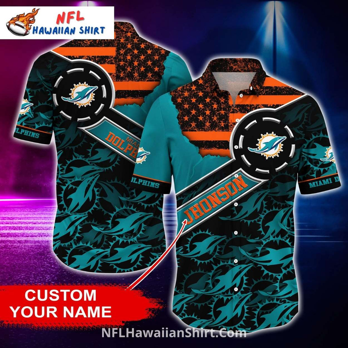 Miami Dolphins Aloha Shirt, Personalized Poker Chip Design