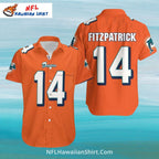 Miami Dolphins Aloha Shirt, Player Number 14 Jersey Look