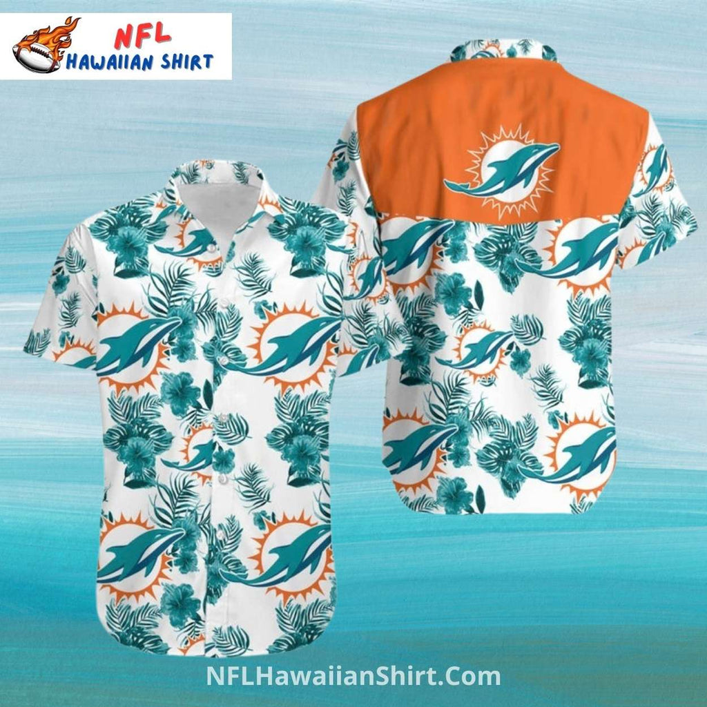 Miami Dolphins Aloha Shirt Tropical Floral Design