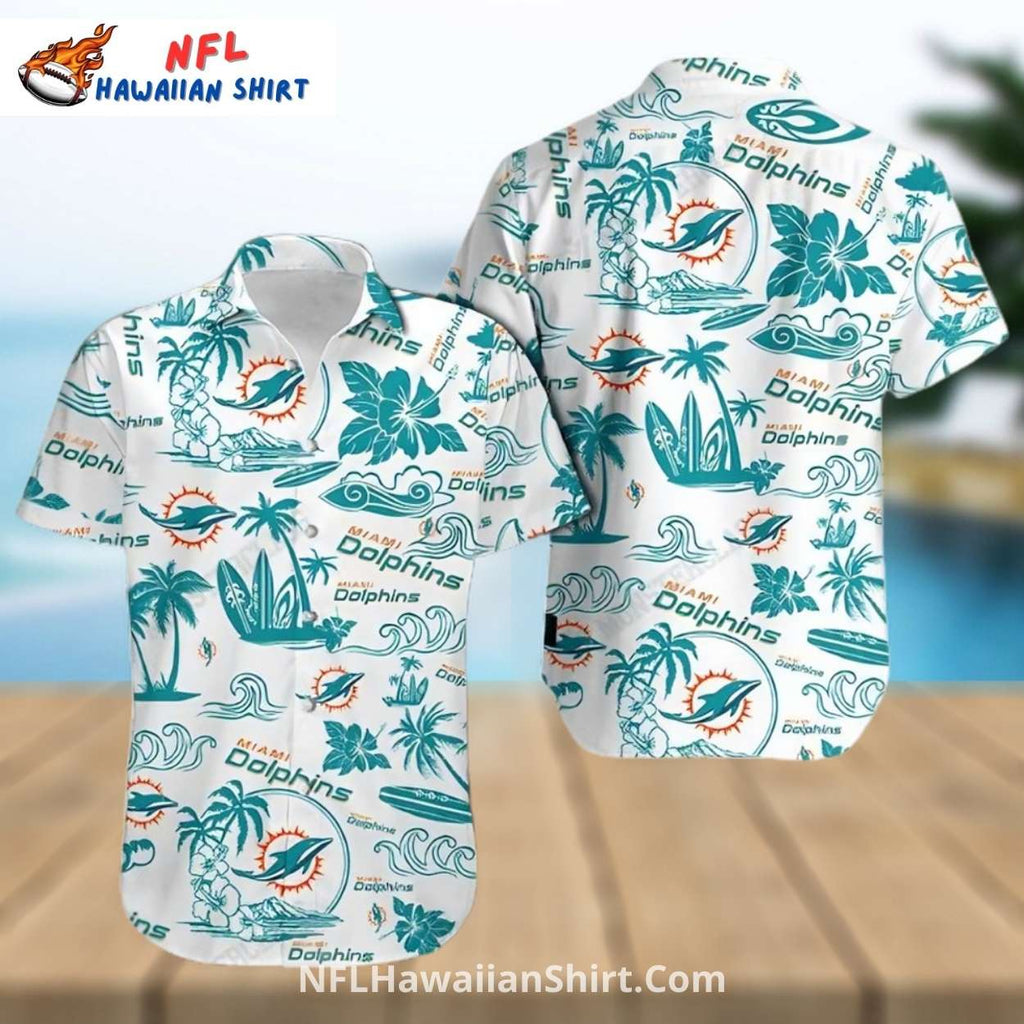 Miami Dolphins Aloha Shirt – Tropical Waves And Dolphins Design