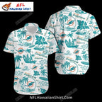 Miami Dolphins Aloha Shirt, White Beach And Surf Design