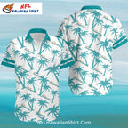 Miami Dolphins Aloha Shirt, White Palm Tree Tropical Theme