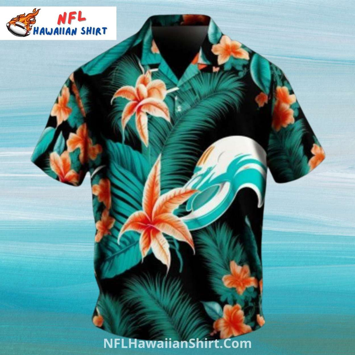 Miami Dolphins Black Floral Aloha Shirt