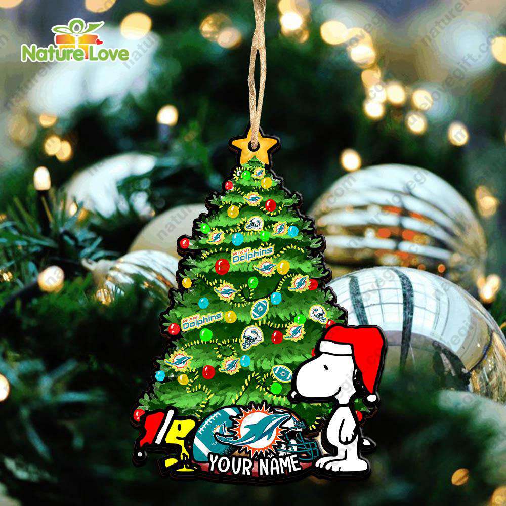 Miami Dolphins Custom Snoopy Peanuts Christmas Ornament Xmas Tree Decorations