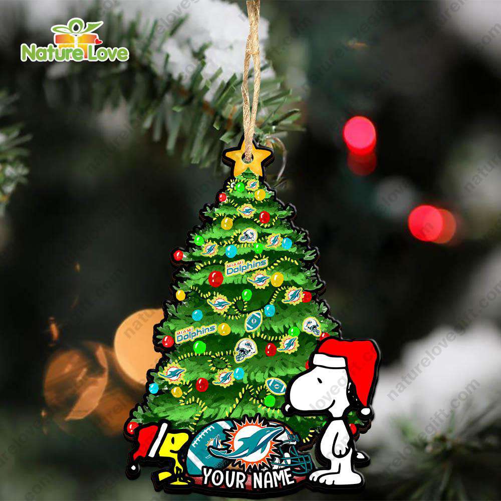 Miami Dolphins Custom Snoopy Peanuts Christmas Ornament Xmas Tree Decorations