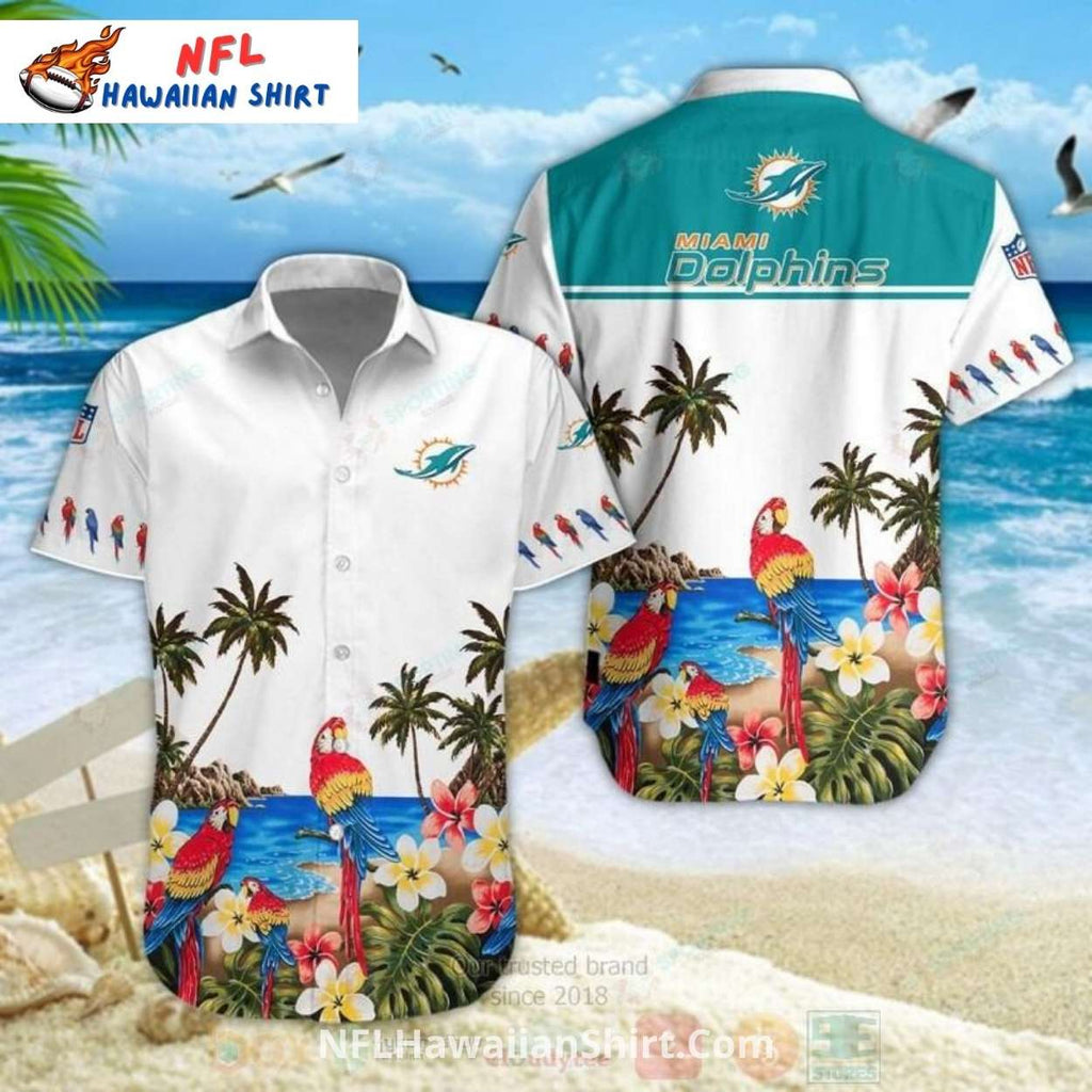 Miami Dolphins Hawaiian Shirt Beach Tropical Parrot Print