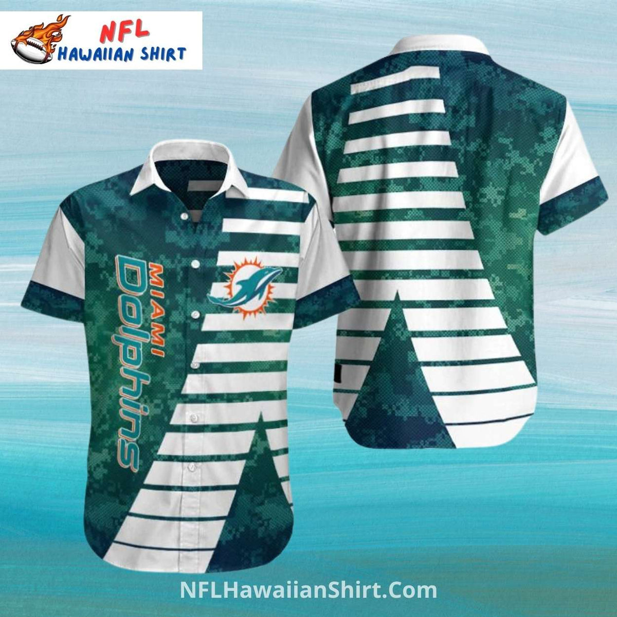 Miami Dolphins Hawaiian Shirt Modern Geometric Stripes