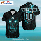 Miami Dolphins Hawaiian Shirt Skull Lightning Theme