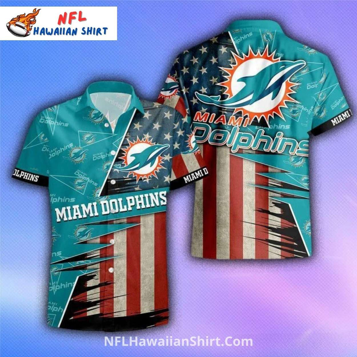 Miami Dolphins Hawaiian Shirt Vintage American Flag Style