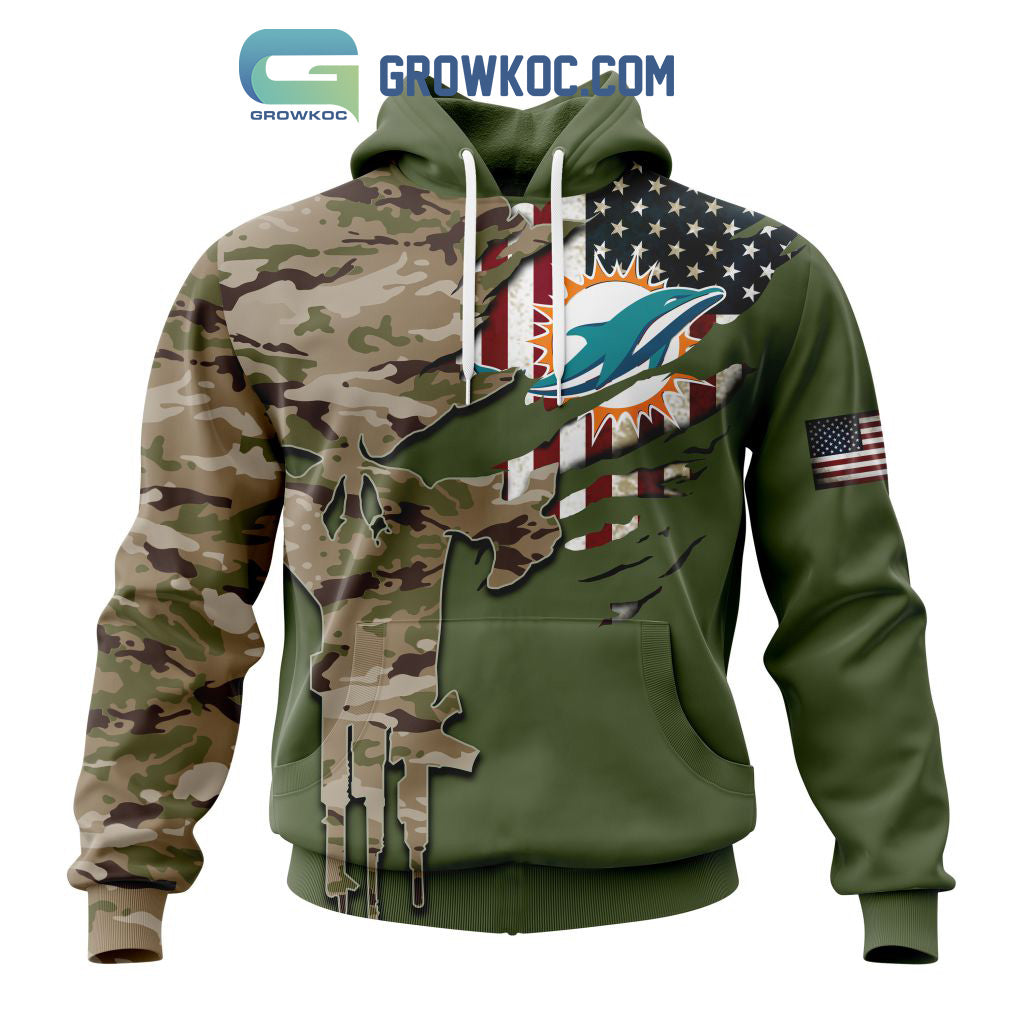 Miami Dolphins Personalized Veterans Camo Hoodie Shirt