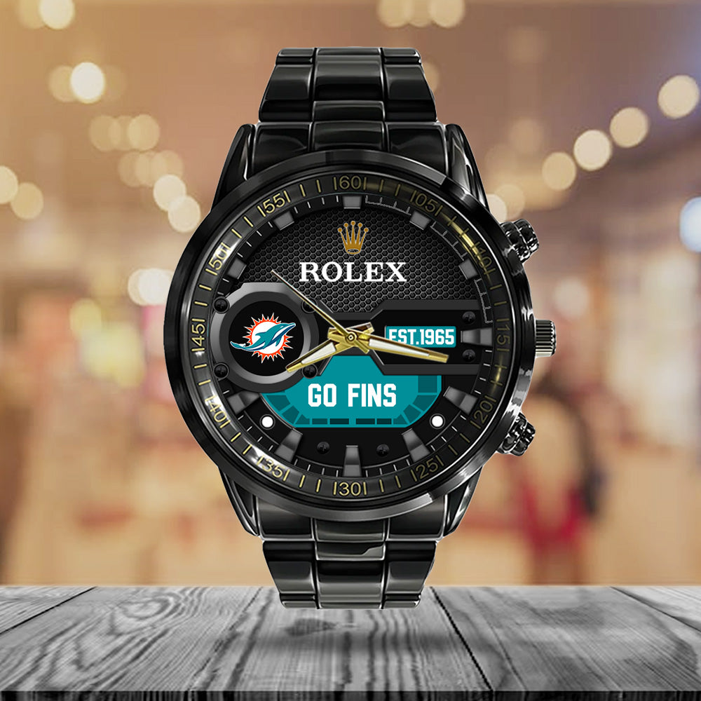 Miami Dolphins x Rolex Black Stainless Steel Watch - MAITM13214