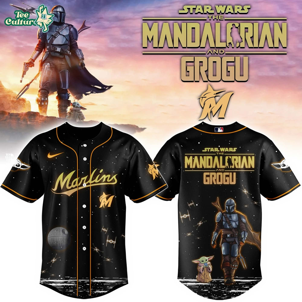 Miami Marlins Grogu & Mandalorian Special Edition Baseball Jersey