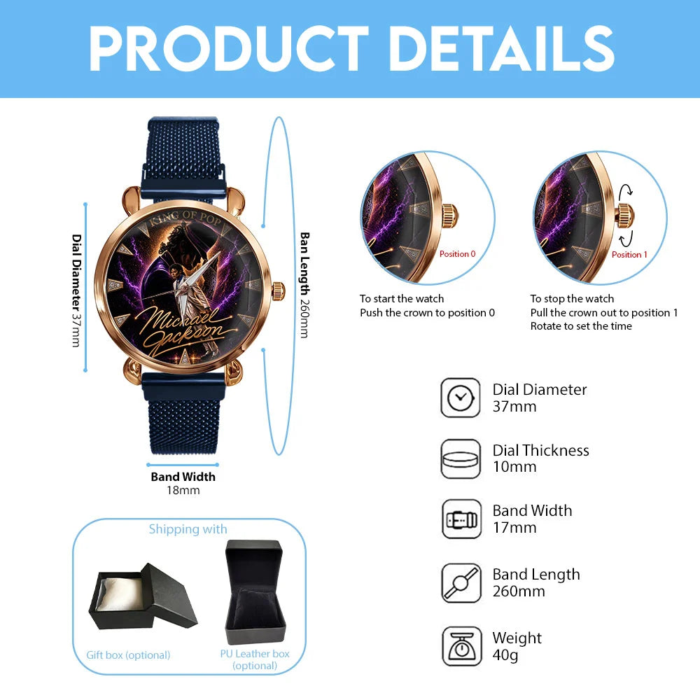 Michael Jackson Mesh Strap Quartz Watch - TMTHU8801