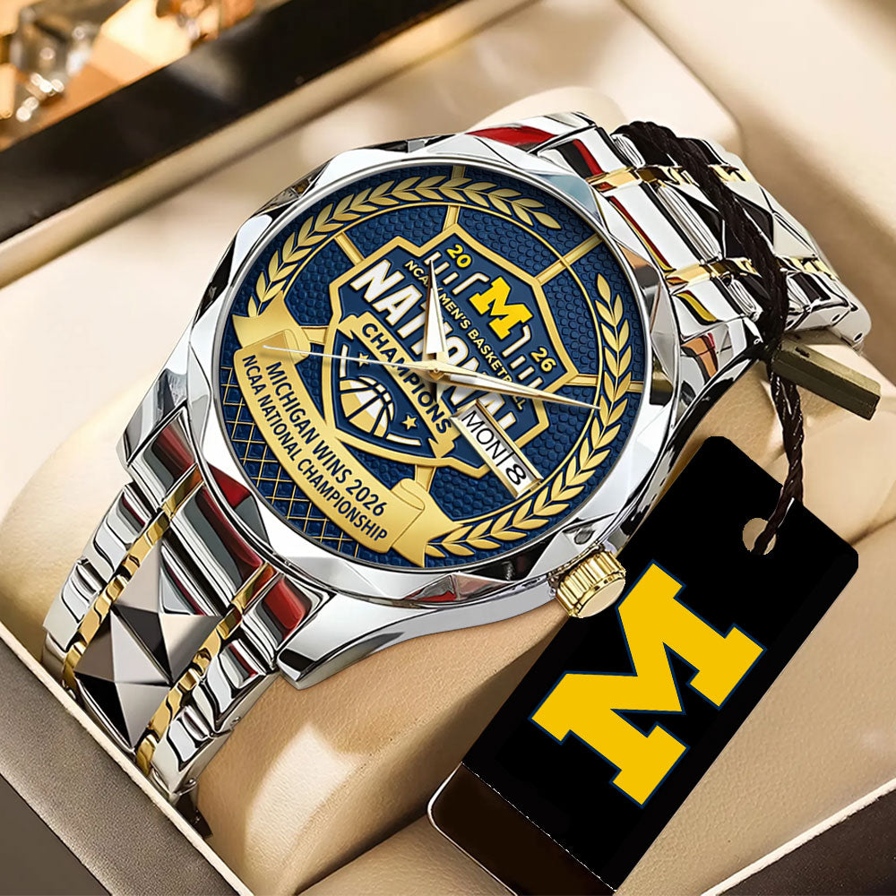Michigan Wolverines 2026 Men's Basketball National Champions Alloy Luxury Quartz Watch - TANTN22210