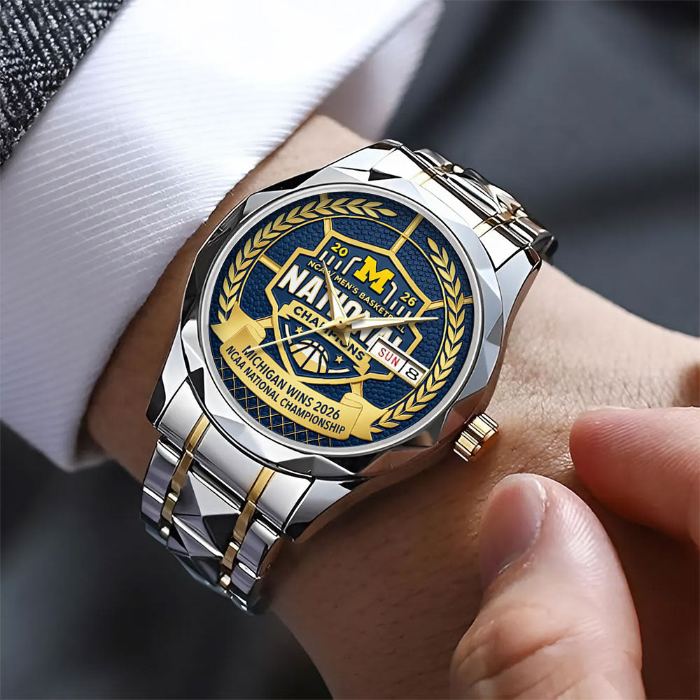 Michigan Wolverines 2026 Men's Basketball National Champions Alloy Luxury Quartz Watch - TANTN22210