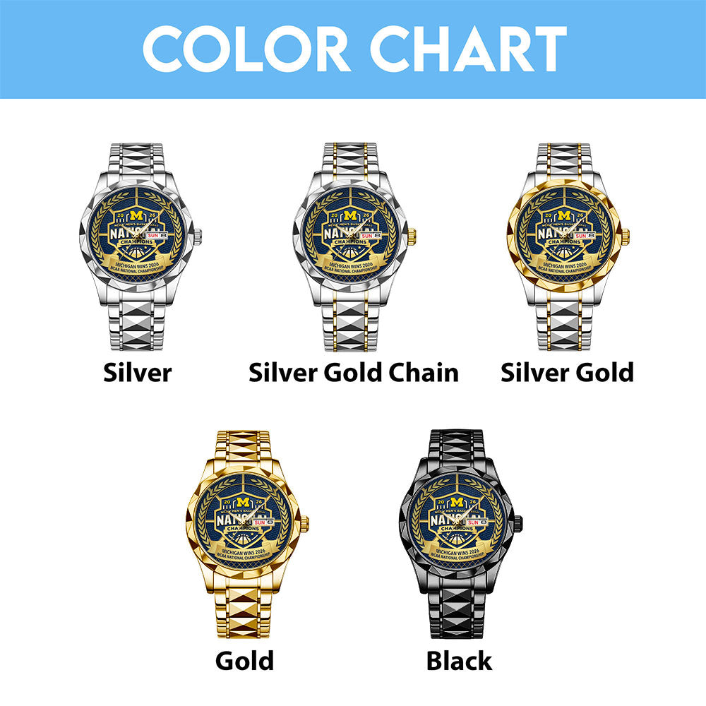 Michigan Wolverines 2026 Men's Basketball National Champions Alloy Luxury Quartz Watch - TANTN22210