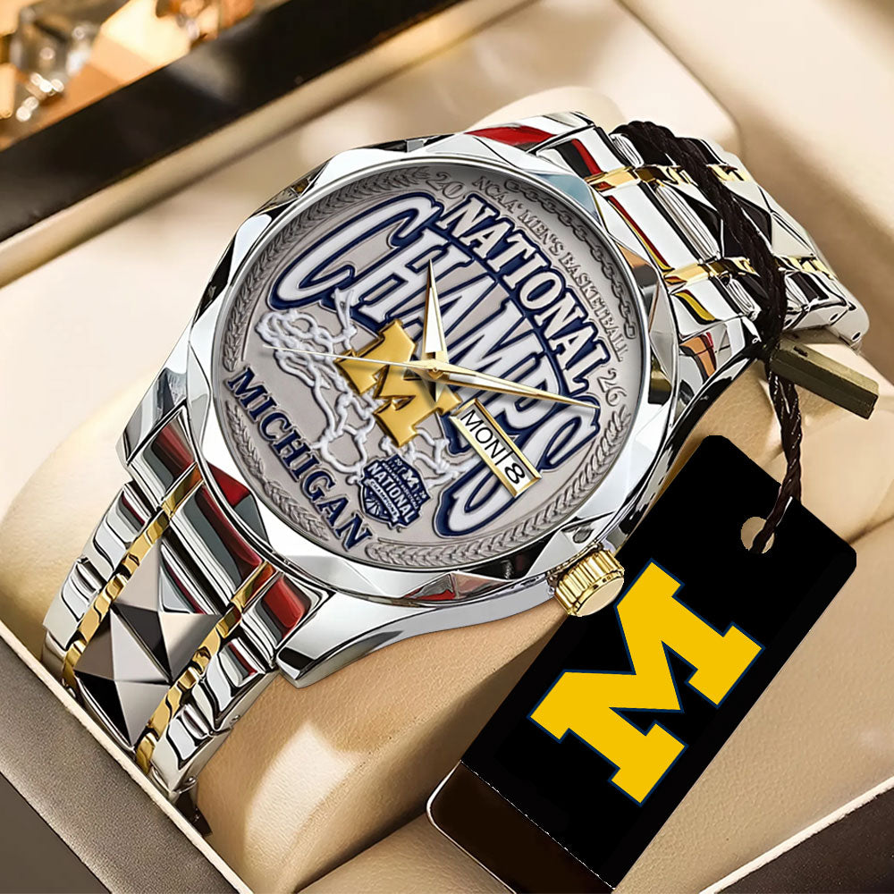 Michigan Wolverines 2026 Men's Basketball National Champions Alloy Luxury Quartz Watch - TANTN22352