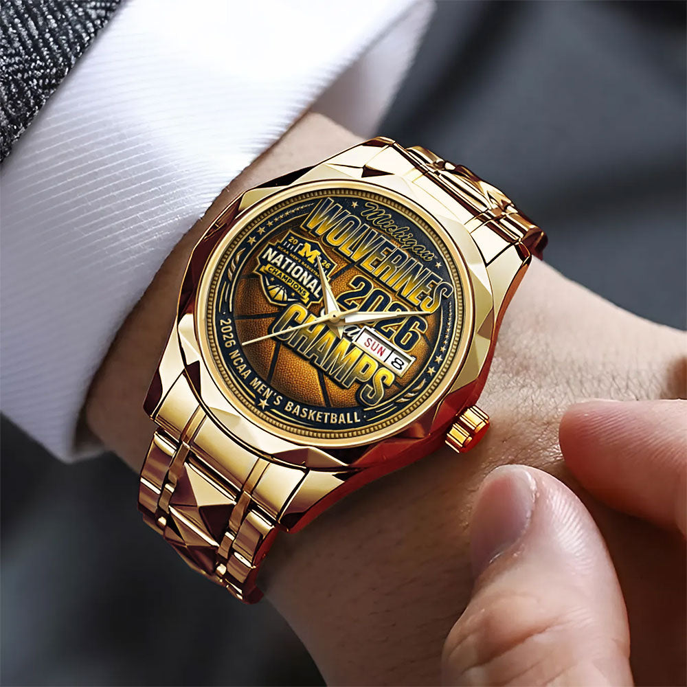 Michigan Wolverines 2026 NCAA Men’s Basketball National Champs Alloy Luxury Quartz Watch - TMTHU5026
