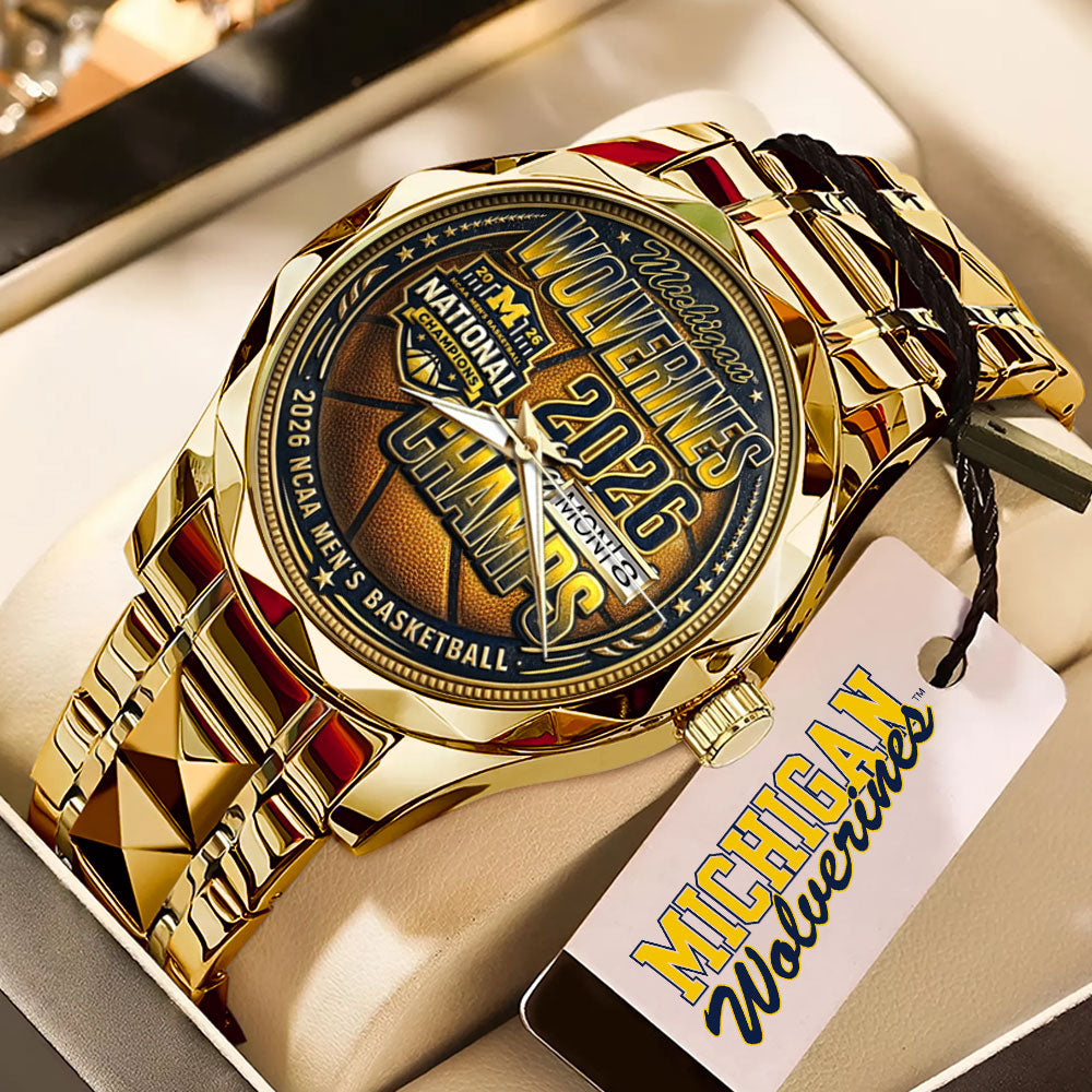 Michigan Wolverines 2026 NCAA Men’s Basketball National Champs Alloy Luxury Quartz Watch - TMTHU5026