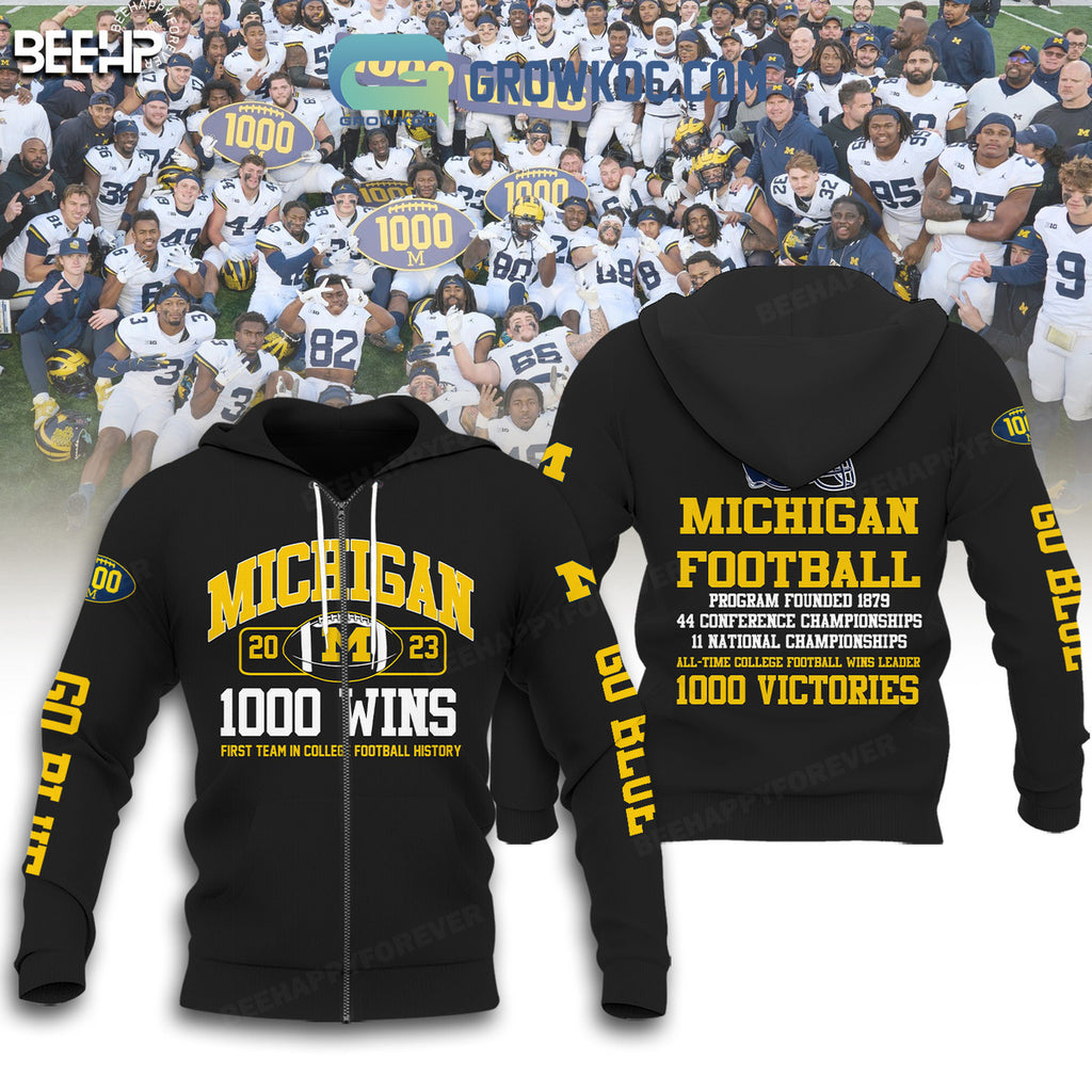 Michigan Wolverines Go Blue 1000 Wins All Time Hoodie T Shirt