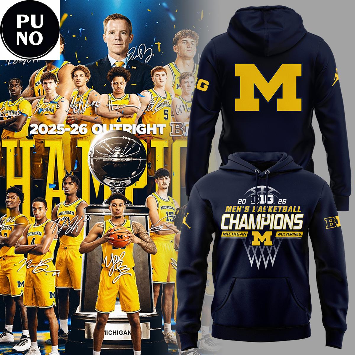 Michigan Wolverines Men's Basketball Big10 Champions 2026 Hoodie T-Shirt