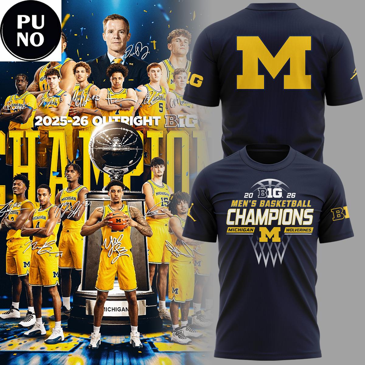 Michigan Wolverines Men's Basketball Big10 Champions 2026 Hoodie T-Shirt