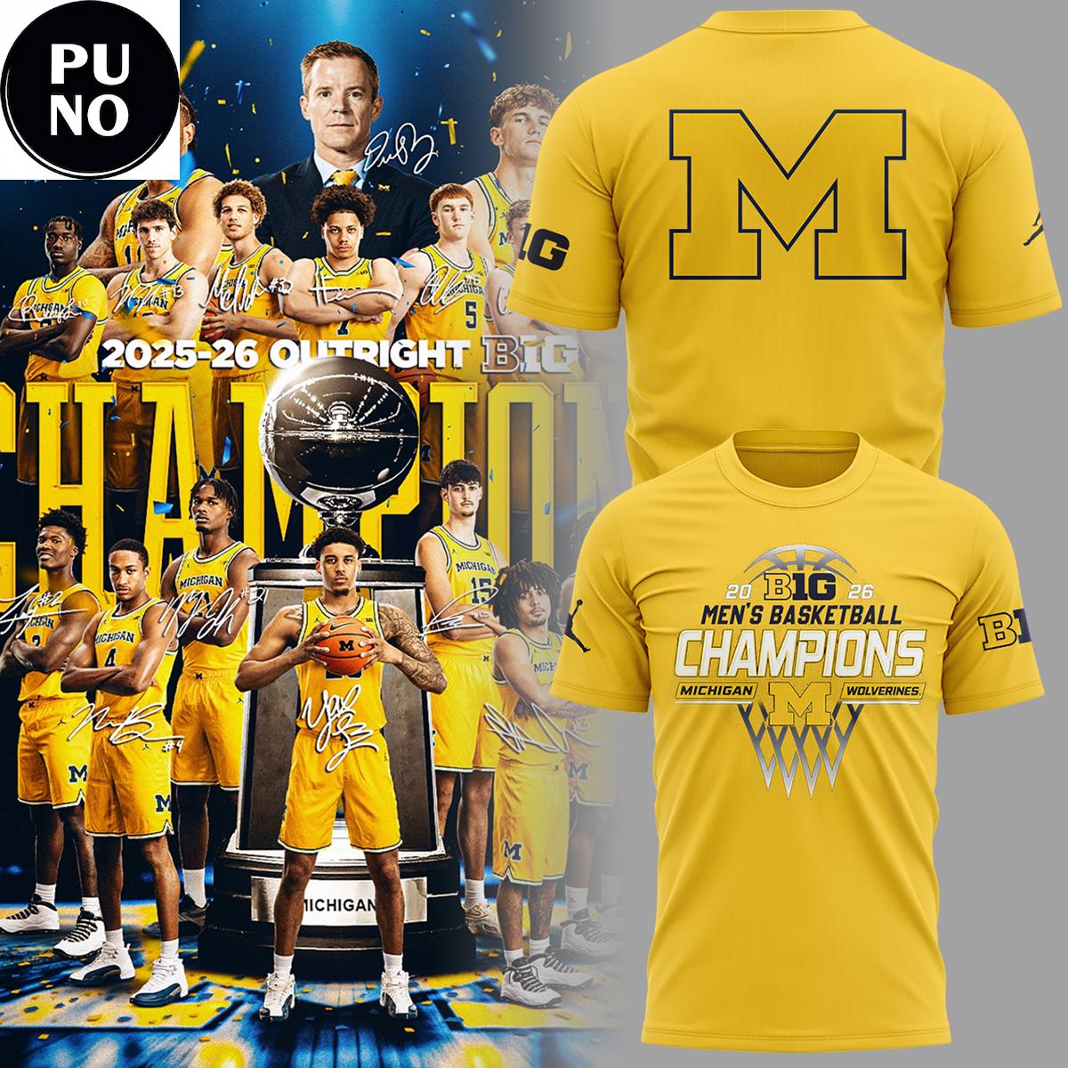 Michigan Wolverines Men's Basketball Big10 Champions 2026 Hoodie T-Shirt
