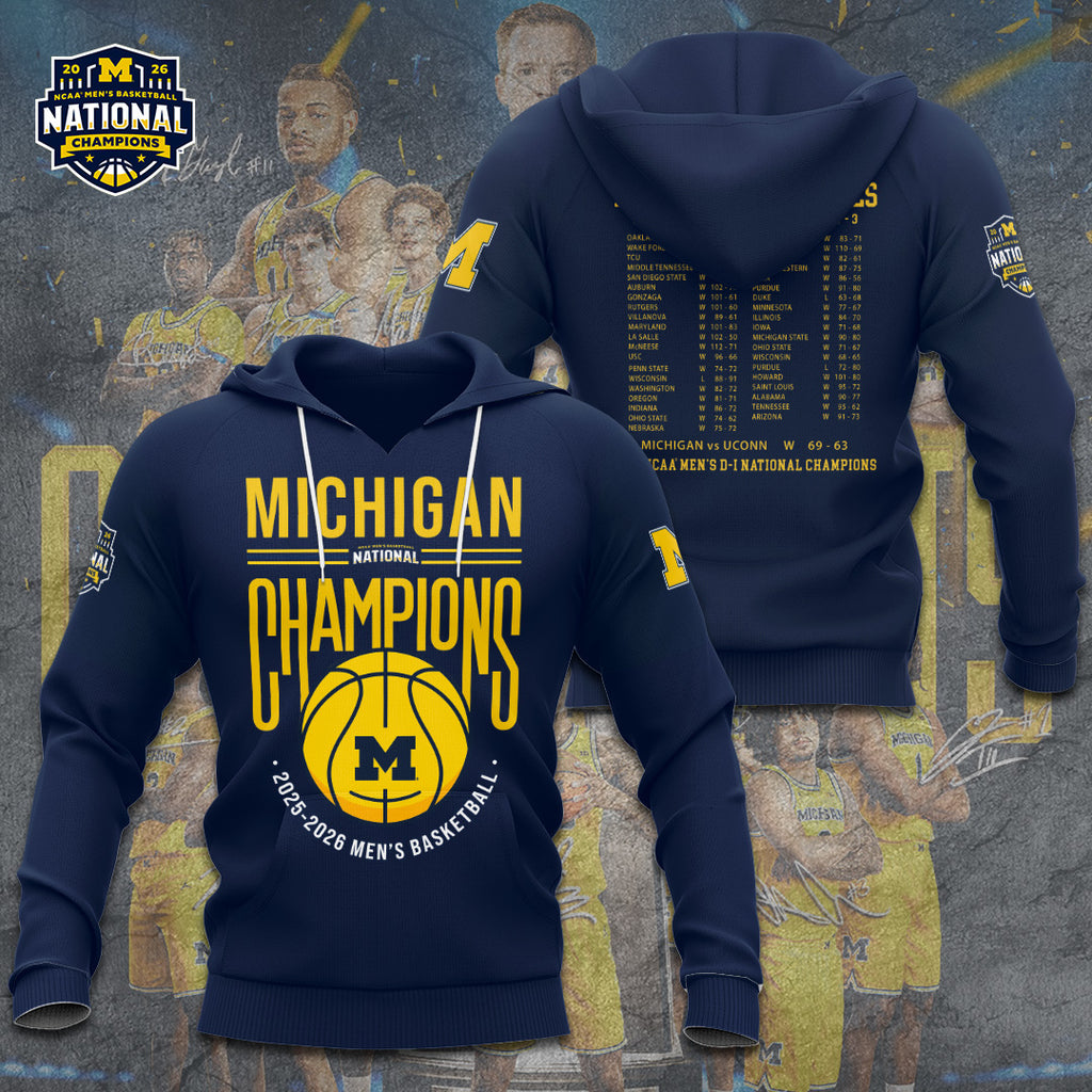 Michigan Wolverines 2026 Men’s Basketball National Champions 3D Apparel – GNE5997