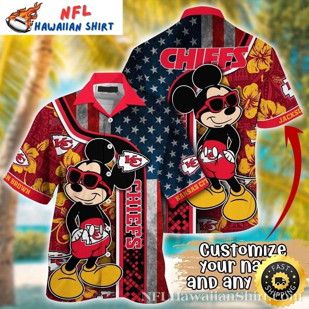Mickey’s Chiefs Celebration – Patriotic Custom Name Hawaiian Shirt